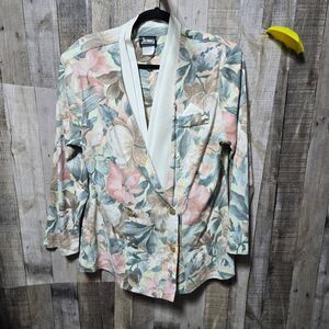 Jenny Vintage 80s Floral Double Breasted Blazer Coquette Cottagecore Femme
